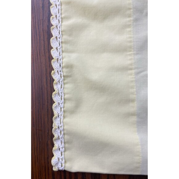 Sears Perma-Prest Pillowcase 2 Yellow w/ White Crochet Trim 42" x 36" Vtg READ - Picture 3 of 12
